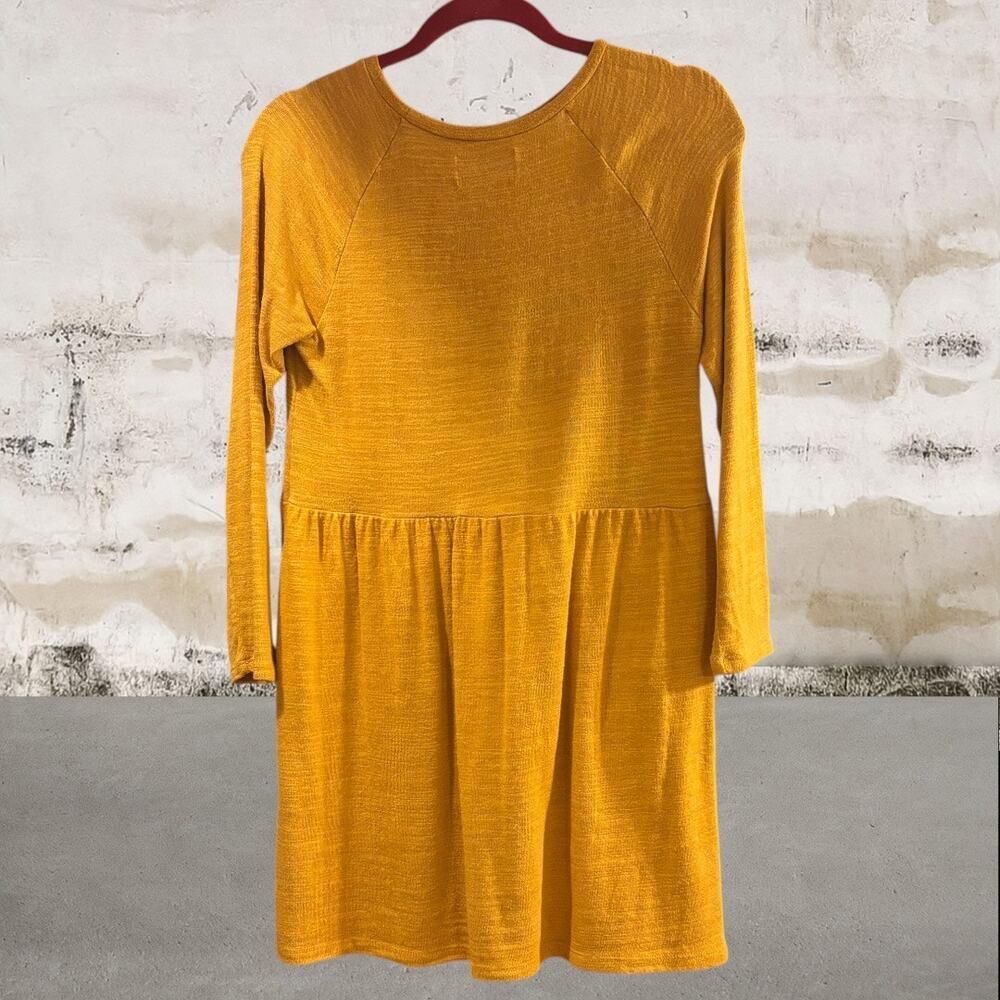 Old Navy Girls Fit & Flare Solid Yellow Long Sleeve Dress Size Large (10-12) - Picture 3 of 5